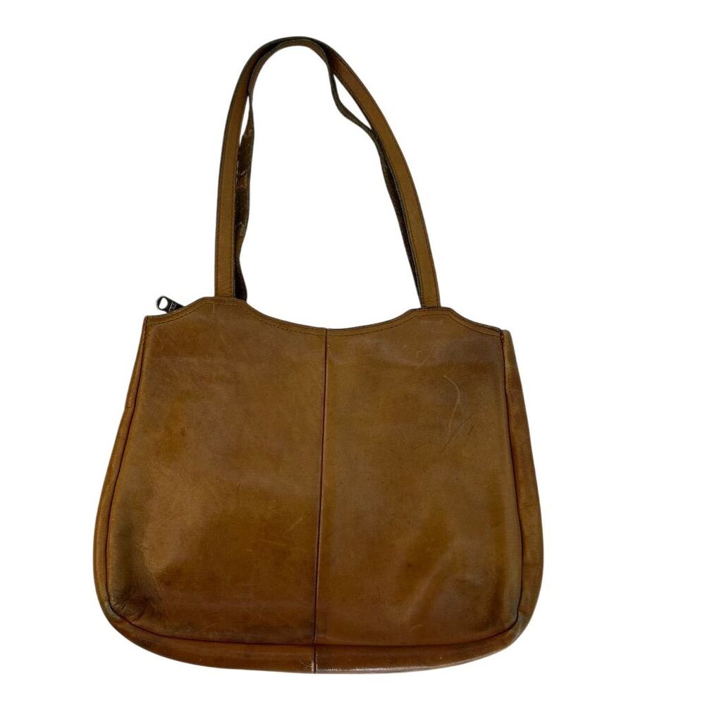 Vintage Brown Leather Shoulder Bag Women's Medium Zip Closure No Brand Or Tags